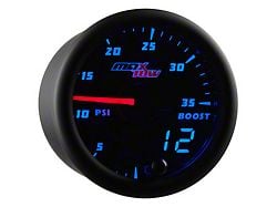 MaxTow 35 PSI Boost Gauge; Black and Blue (Universal; Some Adaptation May Be Required)