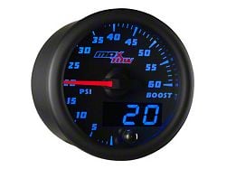 MaxTow 60 PSI Boost Gauge; Black and Blue (Universal; Some Adaptation May Be Required)