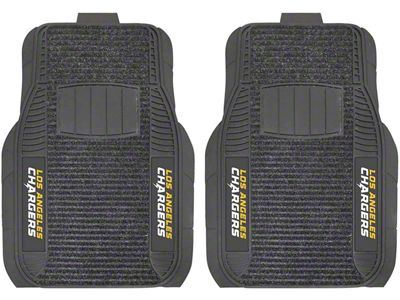 Molded Front Floor Mats with Los Angeles Chargers Logo (Universal; Some Adaptation May Be Required)