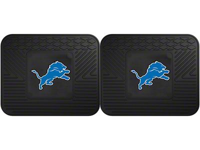 Molded Rear Floor Mats with Detroit Lions Logo (Universal; Some Adaptation May Be Required)