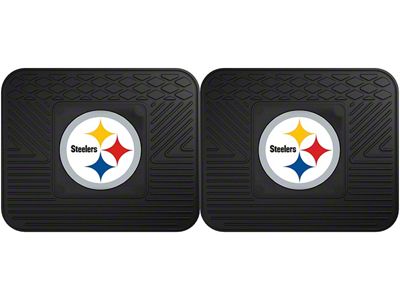 Molded Rear Floor Mats with Pittsburgh Steelers Logo (Universal; Some Adaptation May Be Required)