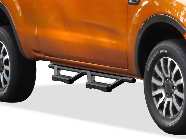 Octagon Tube Drop Style Nerf Side Step Bars; Black (19-23 Ranger SuperCab)