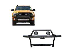 Rambler Grille Guard with 30-Inch LED Light Bar and 5.30-Inch Black Round Flood LED Lights; Matte Black (19-23 Ranger)