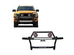 Rambler Grille Guard with 5.30-Inch Red Round Flood LED Lights; Matte Black (19-23 Ranger)