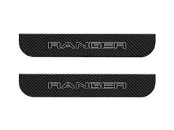 Rear Door Sill Protection; Raw Carbon Fiber with Gray Outline (19-23 Ranger SuperCrew)