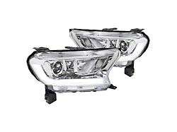 Sequential LED DRL Bar Projector Headlights; Chrome Housing; Clear Lens (19-23 Ranger XL, XLT)