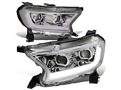 Switchback LED DRL Projector Headlights; Chrome Housing; Clear Lens (19-23 Ranger w/ Factory Halogen Headlights)