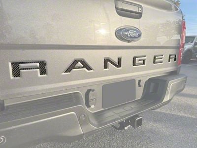Tailgate Insert Letters; Reflective Black Topo with Red Outline (19-23 Ranger)