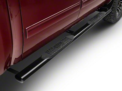 Raptor Series 4-Inch Straight Oval Nerf Side Step Bars; Body Mount; Black (07-13 Silverado 1500)