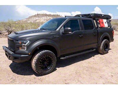 Raptor Series 5-Inch Tread Step Slide Track Running Boards; Black Textured (17-24 F-350 Super Duty SuperCrew)