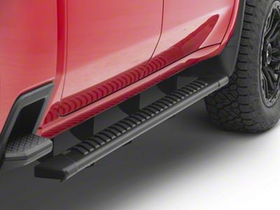 Raptor Series 5-Inch OEM Style Full Tread Slide Track Running Boards; Black Textured (20-24 Silverado 2500 HD Crew Cab)