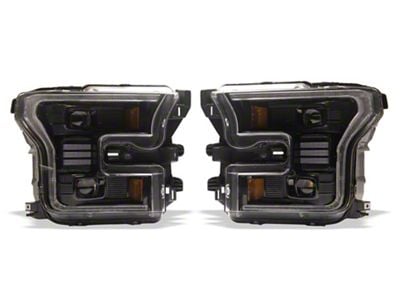 Raxiom CXR Series LED Headlights with Amber DRL; Black Housing; Clear Lens (15-17 F-150 w/ Factory Halogen Headlights)