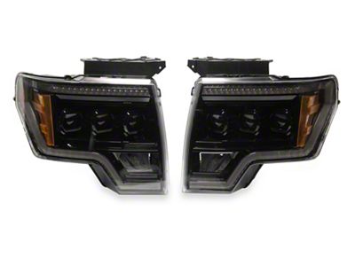 Raxiom CXR Series LED Headlights with Amber DRL; Black Housing; Clear Lens (09-14 F-150)
