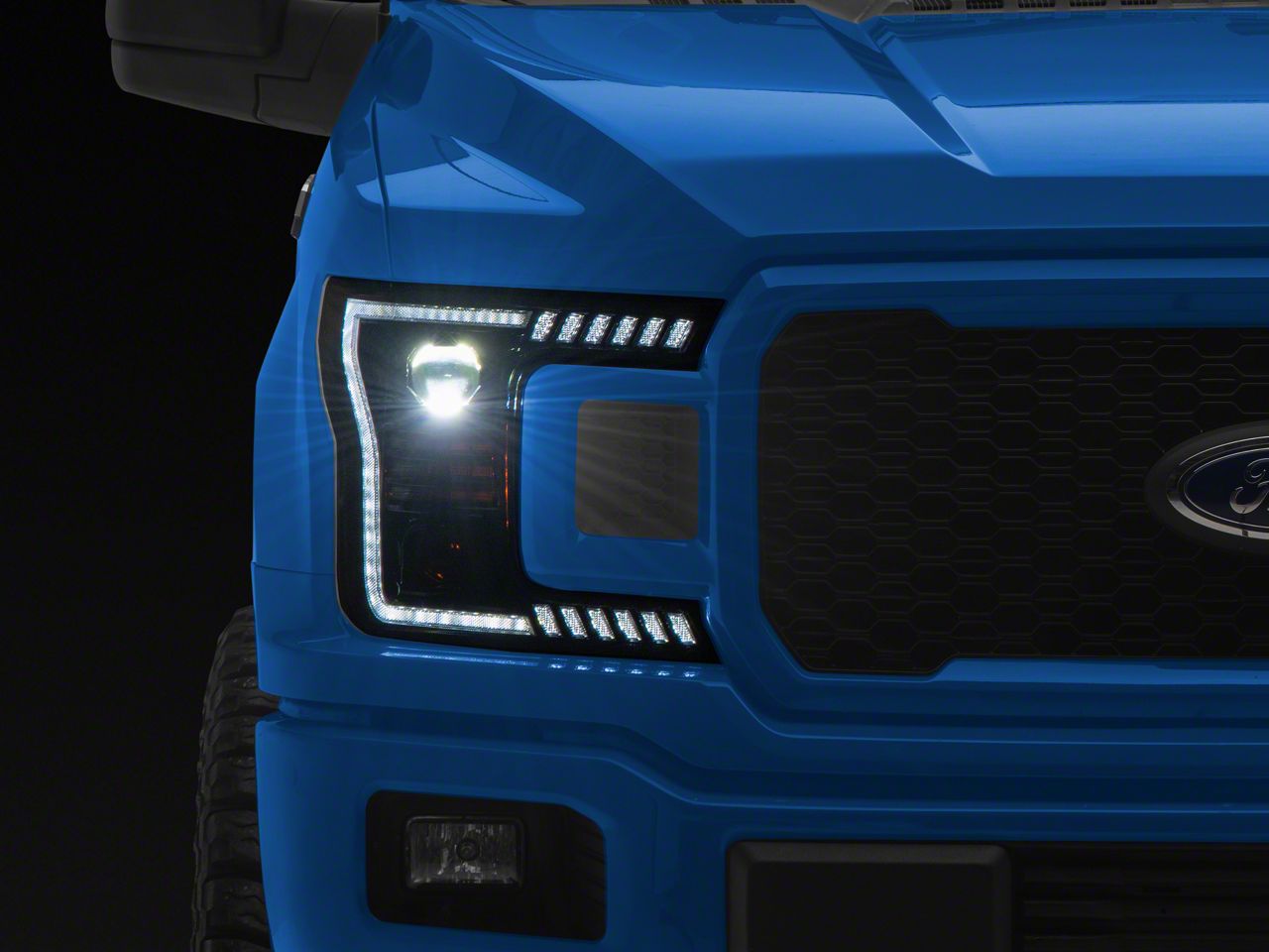 Raxiom F-150 LED Halo Surround Headlights with White DRL; Black Housing ...