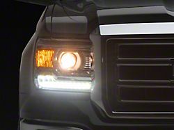 Raxiom LED DRL Bar Factory Style Headlights; Chrome Housing; Clear Lens (14-18 Sierra 1500 w/ Factory Halogen Headlights)