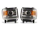 Raxiom LED DRL Bar Factory Style Headlights; Chrome Housing; Clear Lens (15-19 Sierra 2500 HD w/ Factory Halogen Headlights)