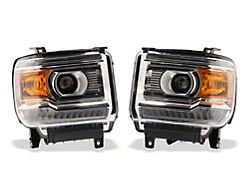 Raxiom LED DRL Bar Factory Style Headlights; Chrome Housing; Clear Lens (15-19 Sierra 2500 HD w/ Factory Halogen Headlights)