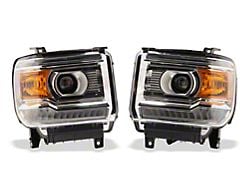 Raxiom LED DRL Bar Factory Style Headlights; Chrome Housing; Clear Lens (15-19 Sierra 3500 HD w/ Factory Halogen Headlights)