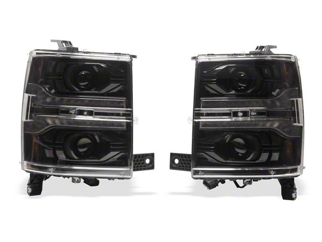Raxiom CXR Series V2 LED Projector Headlights; Black Housing; Clear Lens (14-15 Silverado 1500)