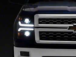 Raxiom CXR Series V2 LED Projector Headlights with Black Trim; Black Housing; Clear Lens (14-15 Silverado 1500)