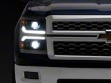 Raxiom CXR Series V2 LED Projector Headlights with Chrome Trim; Black Housing; Clear Lens (14-15 Silverado 1500)