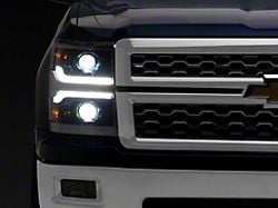 Raxiom CXR Series V2 LED Projector Headlights with Chrome Trim; Black Housing; Clear Lens (14-15 Silverado 1500)