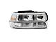 Raxiom LED Bar OE Style Headlights with Bumper Lights; Chrome Housing; Clear Lens (99-02 Silverado 1500)