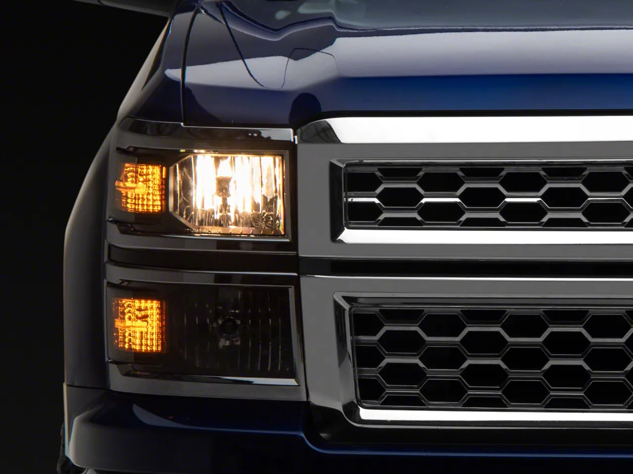 Raxiom Silverado 1500 OE Style Headlights with Chrome Trim; Black ...