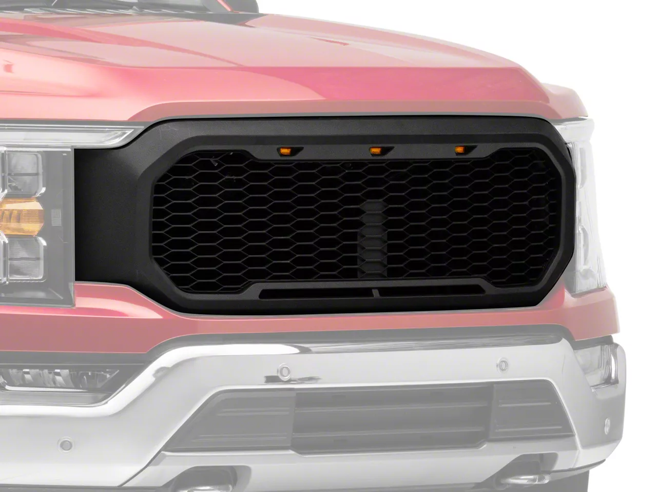 RedRock F-150 Baja Upper Replacement Grille with LED Lighting; Charcoal ...