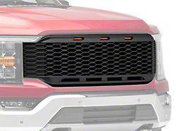 RedRock Honeycomb Replacement Grille with LED DRL; Matte Black (21-23 F-150, Excluding Raptor & Tremor)