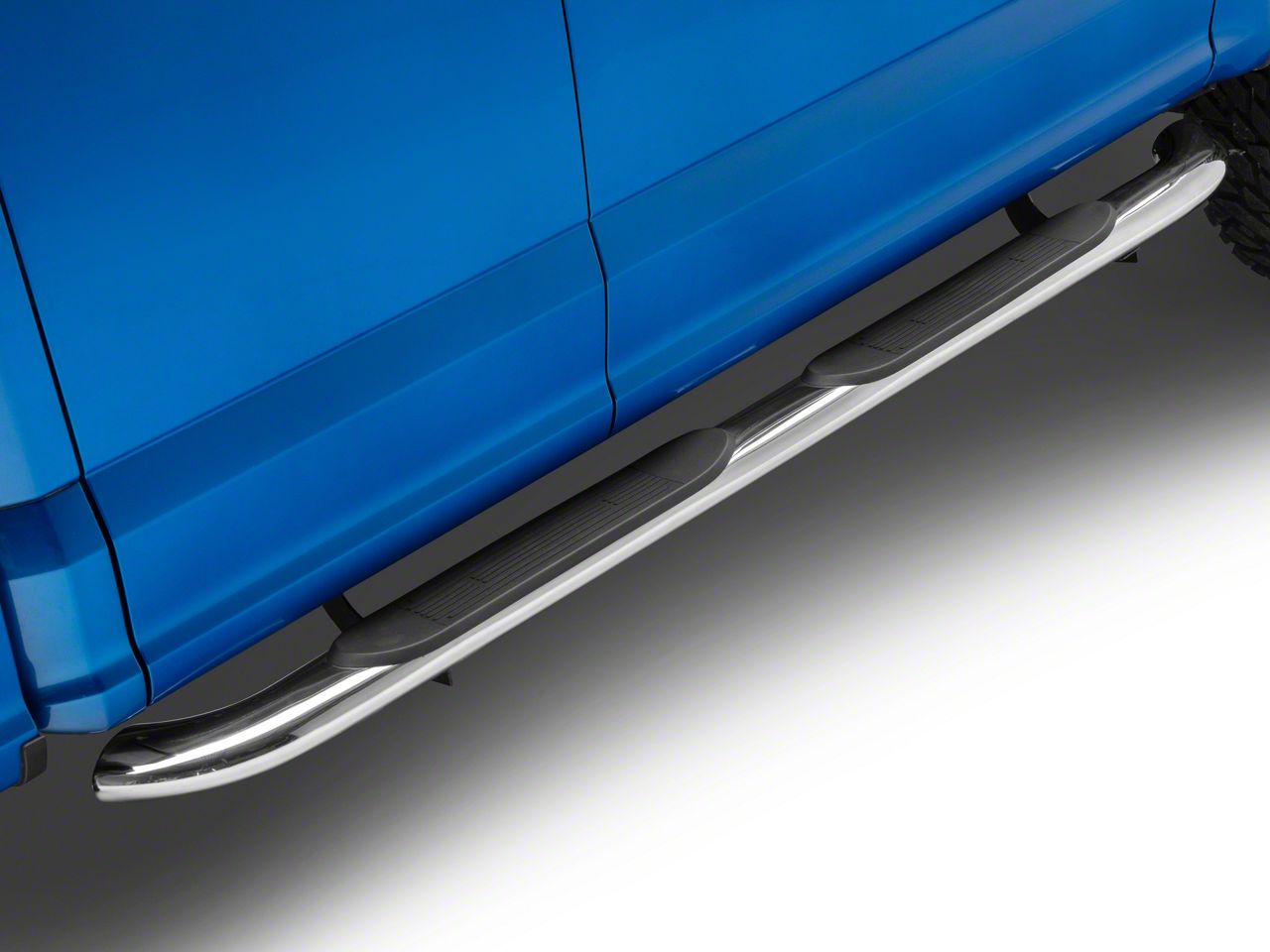 RedRock F-150 4-Inch Oval Bent End Side Step Bars; Stainless Steel ...