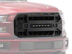 RedRock Armor Upper Replacement Grille with LED Off-Road Lighting; Matte Black (15-17 F-150, Excluding Raptor)