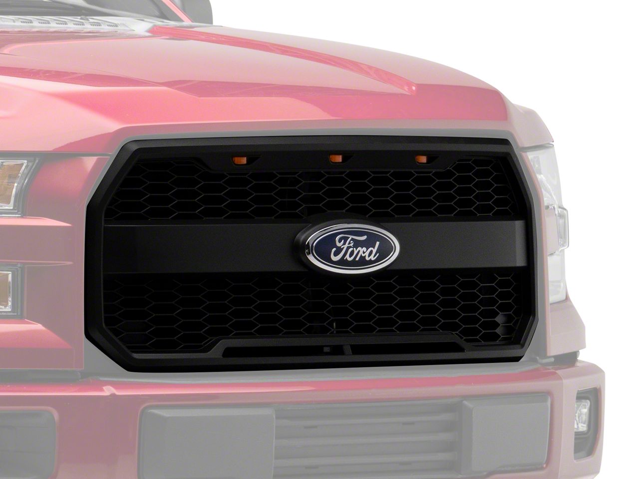 RedRock F-150 Baja Upper Replacement Grille with LED Lighting; Matte ...