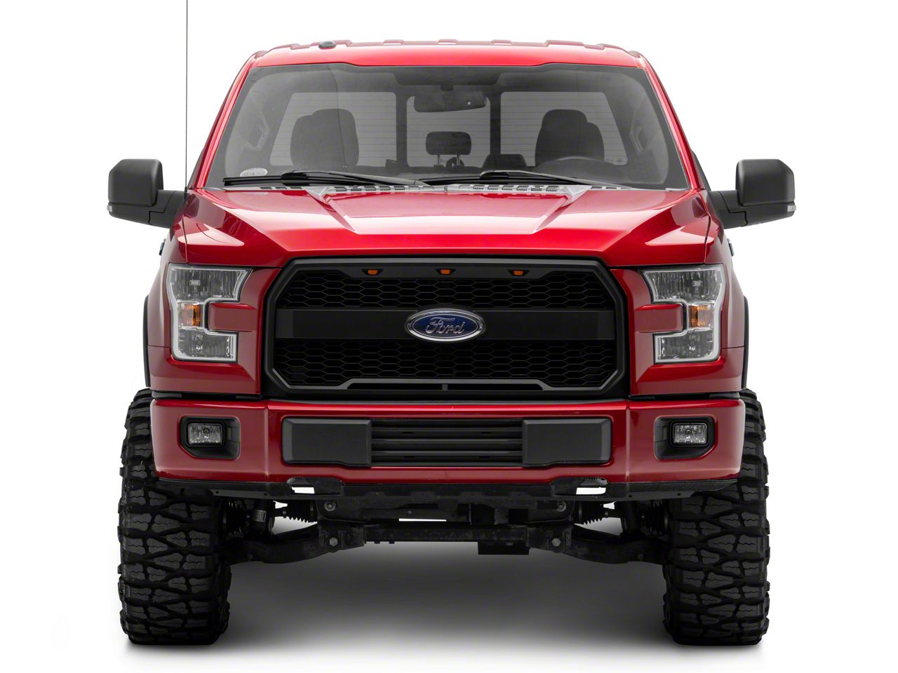 RedRock F-150 Baja Upper Replacement Grille with LED Lighting; Matte ...