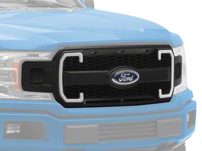 RedRock Upper Replacement Grille with LED DRL, Turn Signals and Amber Running Lights; Matte Black (18-20 F-150, Excluding Raptor)