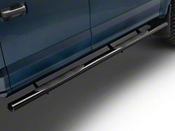 RedRock 4-Inch Oval Straight End Side Step Bars; Black (17-25 F-250 Super Duty SuperCrew)