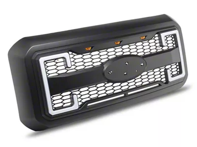 RedRock Upper Replacement Grille with LED DRL, Turn Signals and Emblem Holder (11-16 F-250 Super Duty)