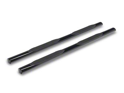 RedRock 4-Inch Oval Straight Side Step Bars; Black (19-24 Sierra 1500 Double Cab)
