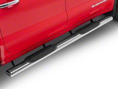 RedRock 6-Inch Oval Straight End Side Step Bars; Stainless Steel (19-24 Sierra 1500 Crew Cab)