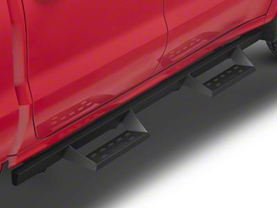 RedRock 4-Inch Drop TC1 Running Boards; Textured Black (19-25 Silverado 1500 Crew Cab)