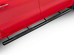 RedRock 4-Inch Oval Straight Side Step Bars; Black (19-25 Silverado 1500 Crew Cab)