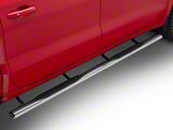 RedRock 4-Inch Oval Straight Side Step Bars; Stainless Steel (19-25 Silverado 1500 Crew Cab)