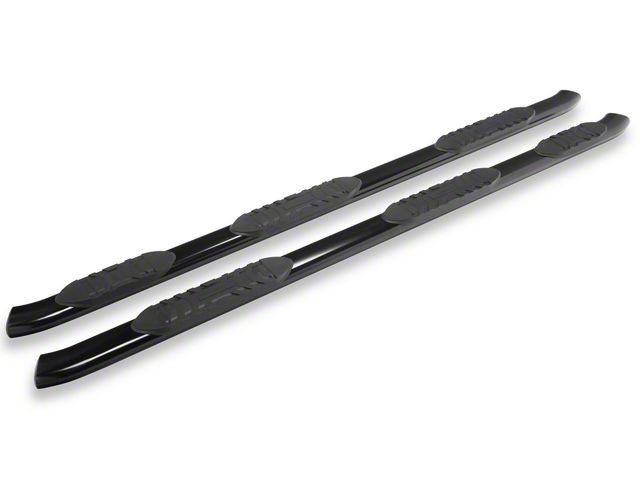 RedRock 5-Inch Oval Bent Wheel to Wheel Side Step Bars; Black (19-24 Silverado 1500 Crew Cab w/ 6.50-Foot Standard Box)