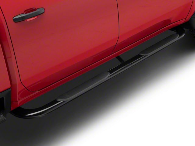 RedRock 4-Inch Oval Bent End Side Step Bars; Black (20-24 Silverado 2500 HD Crew Cab)