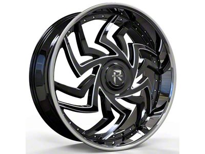 Revenge Luxury Wheels RL-107 Big Floater Black Milled Windows with Chrome SSL 6-Lug Wheel; 24x9; 25mm Offset (07-13 Sierra 1500)