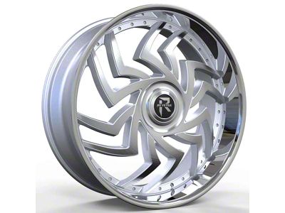 Revenge Luxury Wheels RL-107 Big Floater Silver Brushed Face with Chrome SSL 6-Lug Wheel; 24x9; 25mm Offset (07-13 Sierra 1500)