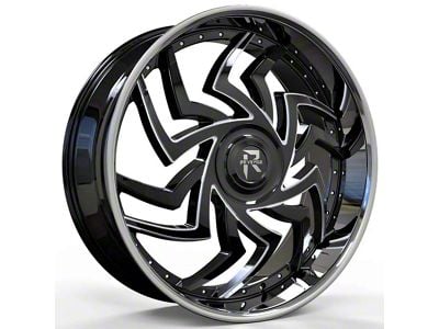 Revenge Luxury Wheels RL-107 Big Floater Black Milled Windows with Chrome SSL 6-Lug Wheel; 24x9; 25mm Offset (14-18 Silverado 1500)