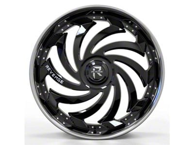 Revenge Luxury Wheels RL-108 Big Floater Black Machined Chrome SSL 6-Lug Wheel; 28x9.5; 25mm Offset (07-13 Sierra 1500)
