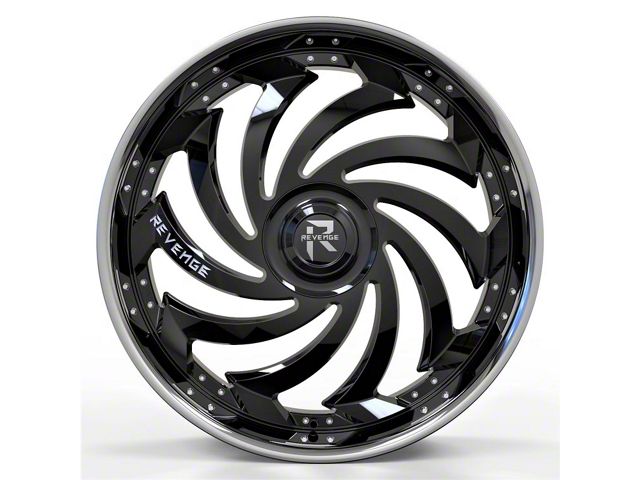 Revenge Luxury Wheels RL-108 Big Floater Black Machined Chrome SSL 6-Lug Wheel; 28x9.5; 25mm Offset (14-18 Sierra 1500)