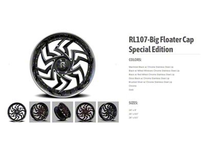 Revenge Luxury Wheels RL-107 Big Floater Black Machined Chrome SSL 6-Lug Wheel; 28x9.5; 25mm Offset (2024 Ranger)